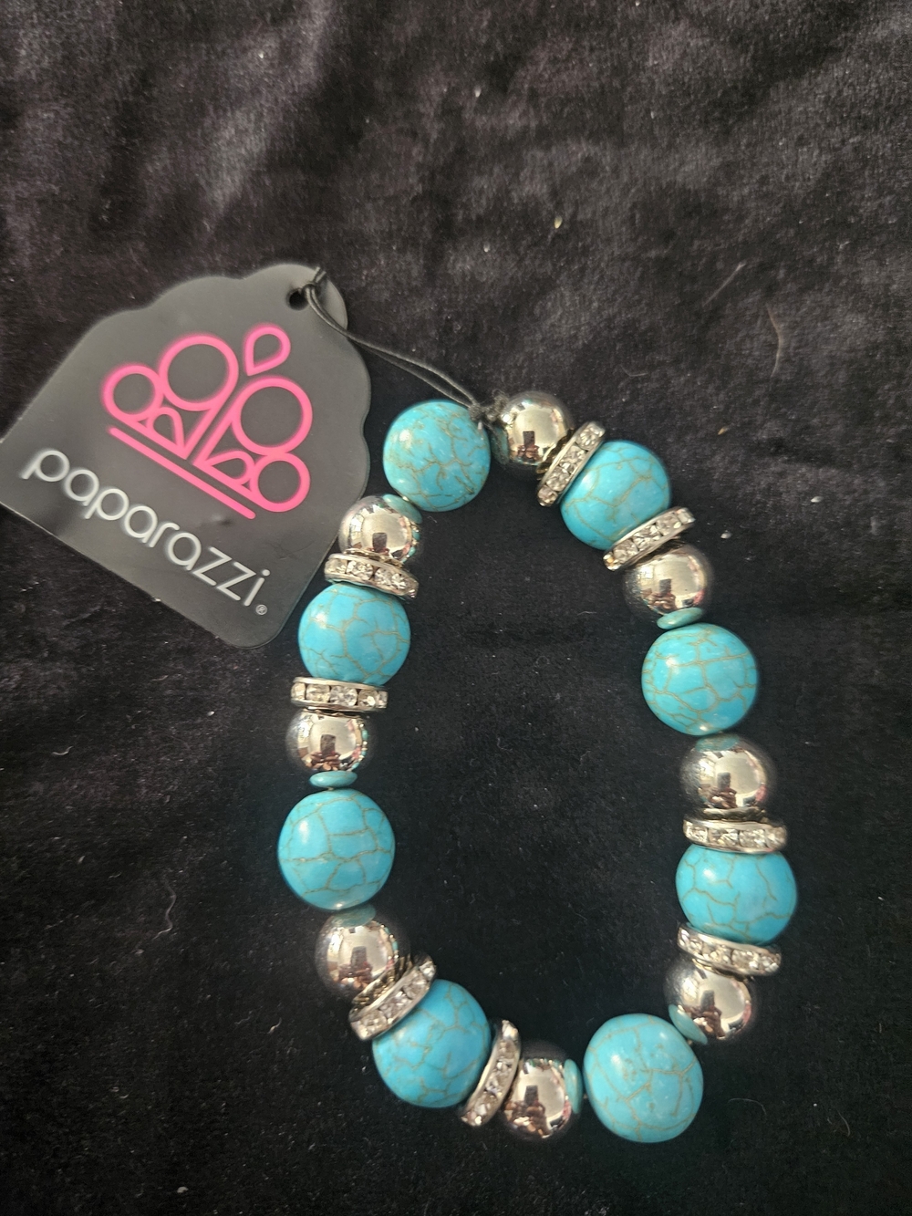 paparazzi Turquoise Stone and Silver Accent Stretch Bracelet